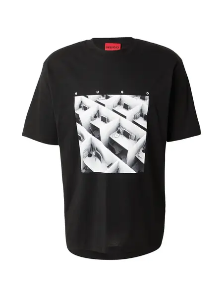 HUGO Tričko 'Dodger'  svetlosivá / tmavosivá / čierna / biela