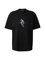 HUGO Tričko 'Dollo'  čierna / biela melírovaná