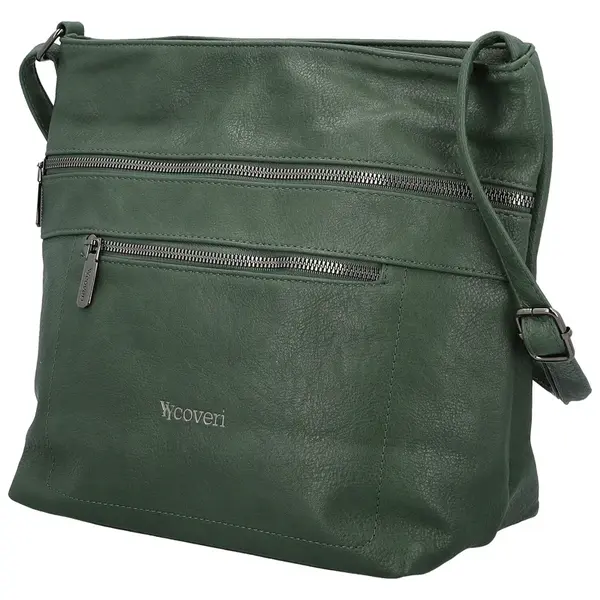 Stylová dámská koženková crossbody kabelka Olbba, tmavě zelená