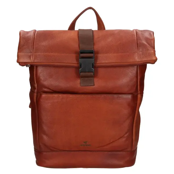 Rolovací kožený batoh Mustang Falko - koňak