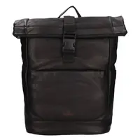 Rolovací kožený batoh Mustang Falko - černá