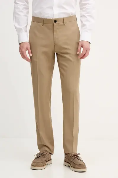 Kalhoty Sisley pánské, zelená barva, přiléhavé