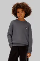 Dětská mikina Calvin Klein Jeans šedá barva, hladká, IU0IU00570