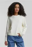 Women's knitted sweater with round neckline cream