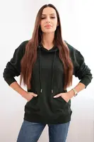 Kesi Włoski Dámská mikina s kapucí a klokankou z bavlny tmavě zelená