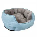 Duvo+ Měkký oválný pelíšek pro psy s tvídovým vzorem S 41x38x20cm nebesky modr