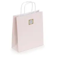 50 x Mini papierové tašky z kraftového papiera 180x220x80 mm, ružové