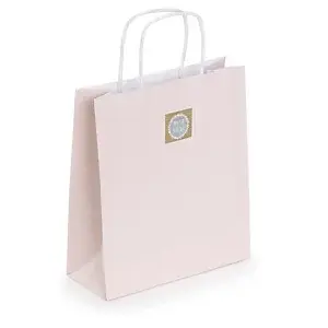 50 x Mini papierové tašky z kraftového papiera 180x220x80 mm, ružové