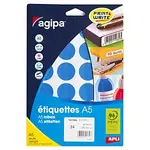 5  x Samolepiace, značkovacie kolieska Ø 15 mm, modré, 96 ks na liste