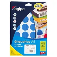 5  x Samolepiace, značkovacie kolieska Ø 15 mm, modré, 96 ks na liste