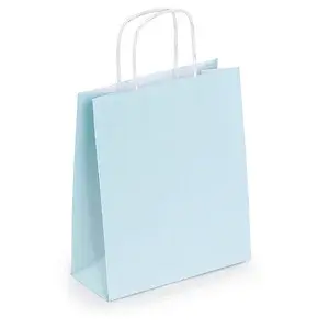 50 x Mini papírové tašky z kraftového papíru 180x220x80mm, modré