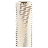 Oboustranný dárkový balicí papír, šířka 70cm, délka 50m, zlatý, motiv pruhy/tečky