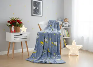 Svítící deka mikroflanel VESMÍR 150x200 cm modrá