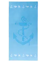 Plážová osuška KOTVA A MUŠLE 70 x 140 cm světle modrá, 100% bavlna