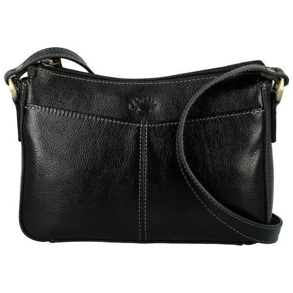 Dámska kožená crossbody kabelka čierna - Katana Denali