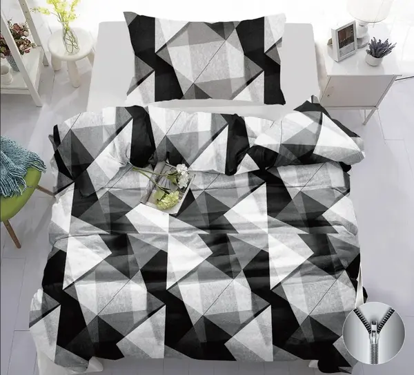 Bavlnené obliečky TRIANGLES čierne Rozmer obliečky: 70 x 90 cm | 140 x 200 cm