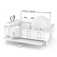 Odkvapkávač na riad Simplehuman s držiakom na poháre biela oceľ SHKT1198