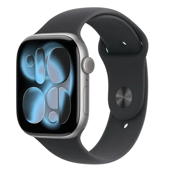 APPLE Watch 11 GPS 42mm vesmírne šedý hliník - čierny športový remienok - S/M