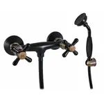 Sprchová batéria RAV Slezák MORAVA so sprchovacím setom 150 mm čierna / stará mosadz MK180.5/1CMATSM