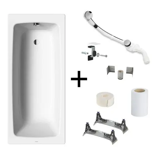 Kaldewei Cayono kompletná sada obdĺžniková vaňa 180x80 cm smaltovaná oceľ ľavá aj pravá s montážnou sadou KALDEWEISET8