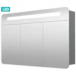 Zrkadlová skriňa 100 cm, 3 dvere, LED osvetlenie, zásuvka+vypínač, IP44 GALPIR100LED