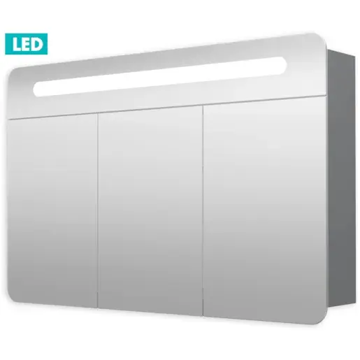 Zrkadlová skriňa 100 cm, 3 dvere, LED osvetlenie, zásuvka+vypínač, IP44 GALPIR100LED