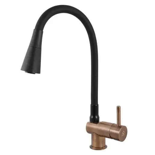 RAV SLEZÁK Seina drezová batéria so silikónovým ramienkom čierna matná/stará mosadz se908.5/13sm SE908.513SM