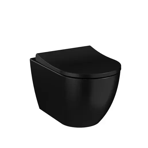 Závesná toaleta s doskou softclose VitrA S60 čierna mat zadný odpad 7510-083-6319