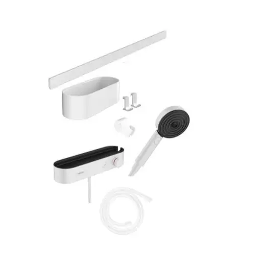 Hansgrohe WallStoris sprchový systém na stenu s termostatickou batériou matná biela 24250700