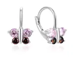 Beneto Slušivé strieborné náušnice so zirkónmi Motýliky AGUC810DL