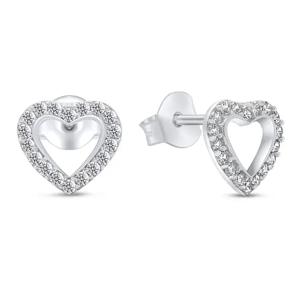 Brilio Silver Očarujúce strieborné náušnice Srdcia so zirkónmi EA355W