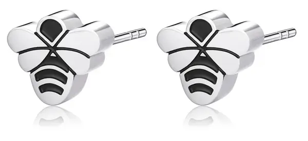 S'Agapõ Krásne oceľové náušnice včielky CLICK SCK152