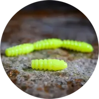 Redbass gumová nástraha trout grub signal yellow uv color - 3x33 mm