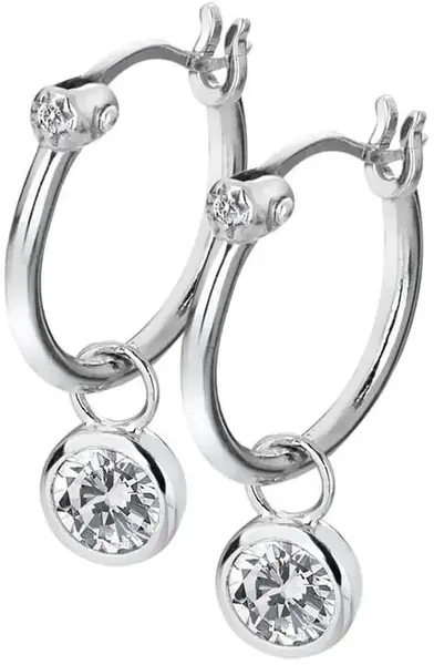 Hot Diamonds Strieborné okrúhle náušnice s diamantmi 2v1 Hoops Topaz DE628