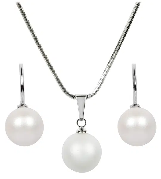 Levien Súprava náhrdelníka a náušníc Pearl Pearlescent White SET-041