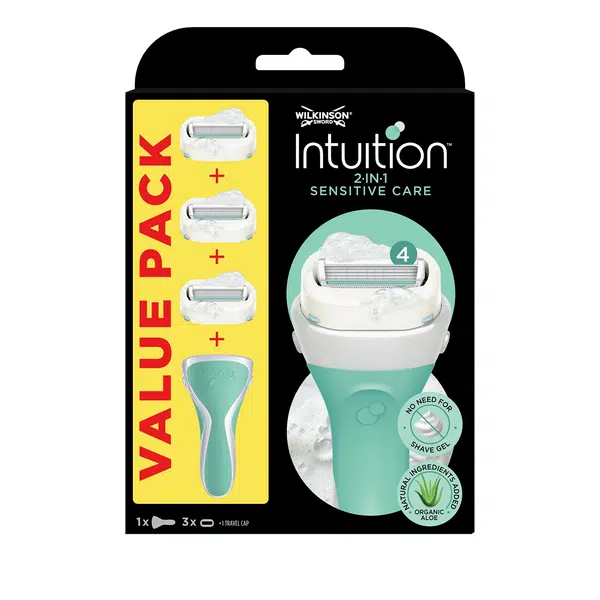 Wilkinson Sword Holiaci strojček pre ženy Intuition Sensitive rukoväť + 3 rôzne hlavice