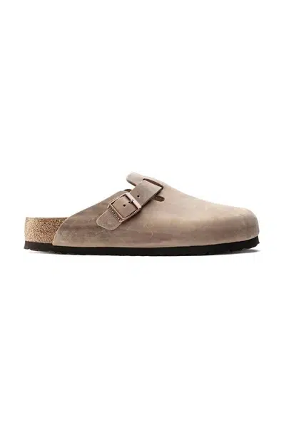Nubukové pantofle Birkenstock Boston SFB béžová barva, 1019484