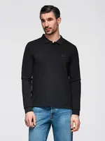 Ombre Structured men's polo longsleeve with patch - black