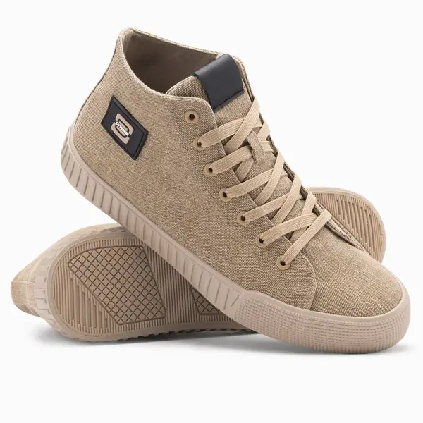 Ombre Men's canvas high top sneakers shoes - light brown