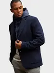 Ombre Men's jacket with hooded lining and high collar - navy blue
