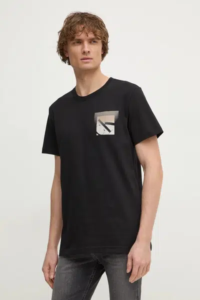 Bavlněné tričko Calvin Klein Jeans černá barva, s potiskem, J30J327092