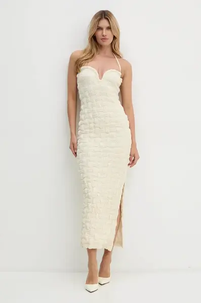 Šaty Nanushka HAYLEN béžová barva, midi, NW24PFBS04511