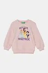 Dětská bavlněná mikina United Colors of Benetton růžová barva, s potiskem, 3J68G10H7