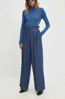 Kalhoty Answear.LAB dámské, modrá barva, široké, high waist