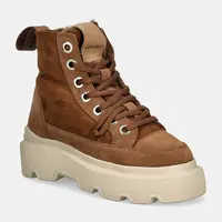 Semišové boty Inuikii Matilda Shearling hnědá barva, na platformě, zateplené, 35203-028