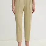 Kalhoty Sisley dámské, zelená barva, jednoduché, high waist