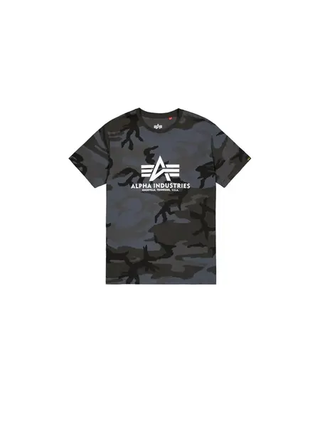 ALPHA INDUSTRIES Tričko 'Basic Logo Camo'  sivá / čierna / biela