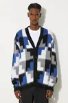 Svetr s příměsí vlny Marcelo Burlon AOP Damier Cross Knit Cardigan