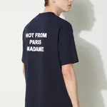 Bavlněné tričko Drôle de Monsieur Le T-Shirt Slogan tmavomodrá barva, s potiskem, PERM-TS203-CO002-NY