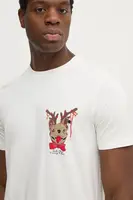 Bavlněné tričko Lindbergh béžová barva, s potiskem, 30-400311